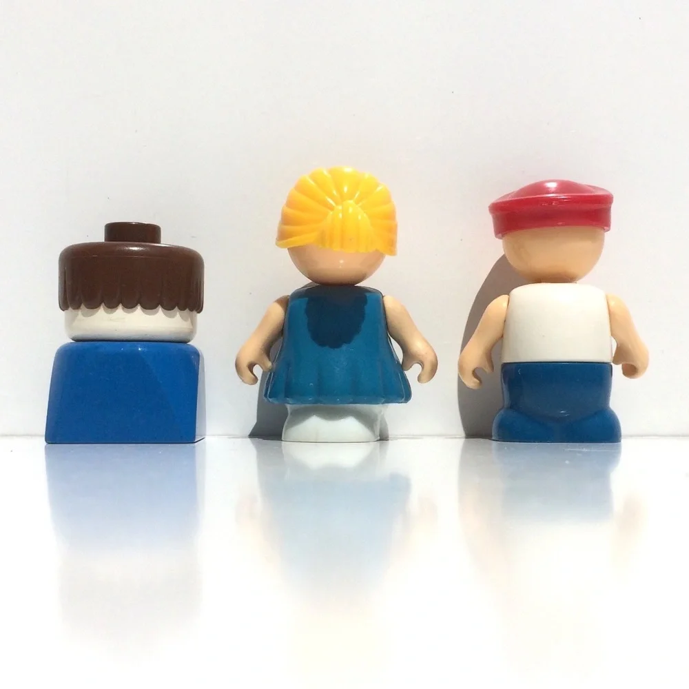 lot of 3 plastic people toys including vintage Lego Duplo Figure boy freckles
